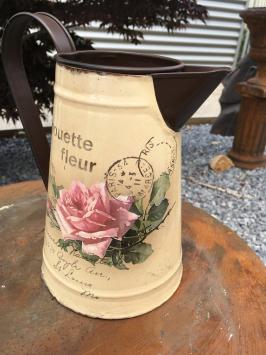 Vintage melkkan - bloemen - rustiek