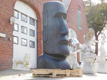 Moai Beeld XXL, gietsteen, zwart tuinbeeld, bijna 2 meter hoog!