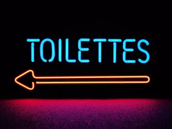 Neon Toilettes Schild- 56 cm - Blau mit Rot - Licht