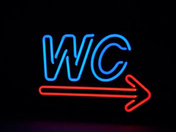 Neon Schild WC - 50 cm - Blau mit Rot - Klassisches Sign