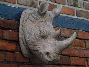 Kop van neushoorn - muurdecoratie - polystone - grijs