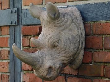 Kop van neushoorn - muurdecoratie - polystone - grijs