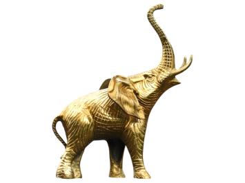 Beeldje olifant, goud, aluminium beeld, dierenbeeld