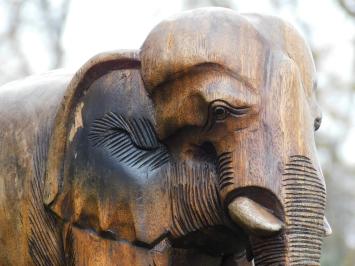 Eenmalig: Sculptuur Olifant, Massief Teakhout, Vintage