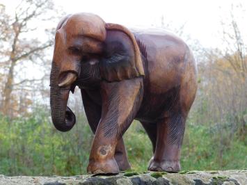 Eenmalig: Sculptuur Olifant, Massief Teakhout, Vintage