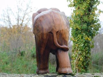 Eenmalig: Sculptuur Olifant, Massief Teakhout, Vintage