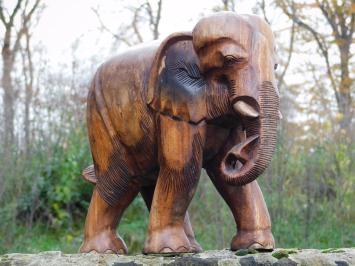 Eenmalig: Sculptuur Olifant, Massief Teakhout, Vintage