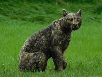 Tuinbeeld panter, hoogwaardig polystone, luipaard goud zwart