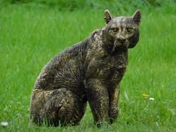 Tuinbeeld panter, hoogwaardig polystone, luipaard goud zwart