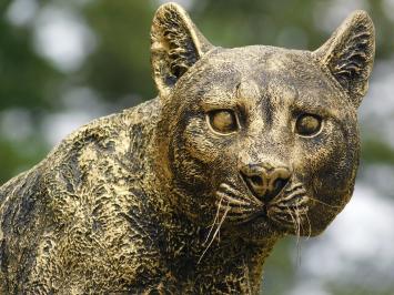 Tuinbeeld panter, hoogwaardig polystone, luipaard goud zwart