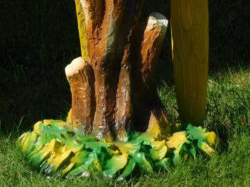 Statue Papageien auf Baumstumpf, Polystone, in Farbe