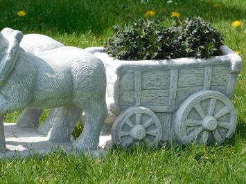 Tuinbeeld 'paard en wagen', vol stenen set beelden