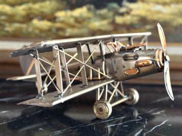 Vintage Schaalmodel - Vliegtuig - Metaal - Biplane - Beeld