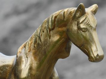 Paard sculptuur, beeld, goud kleurig, verzamelbeeldje paarden