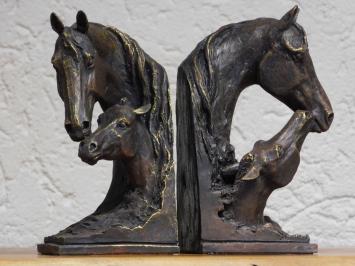 Set boekensteunen paard - merrie met veulen - brons-look