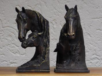 Set boekensteunen paard - merrie met veulen - brons-look