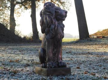 Löwenset - Polystone - links und rechts schauend - Kupferoptik