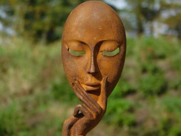 Beeld ''the mask'', gietijzeren kunst, beeld voor in huis of in de tuin, rustiek