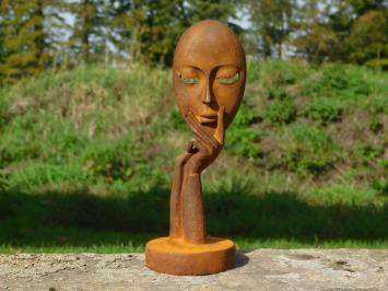 Beeld ''the mask'', gietijzeren kunst, beeld voor in huis of in de tuin, rustiek