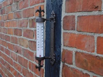 Thermometer met Franse lelie - gietijzer - weerbestendig