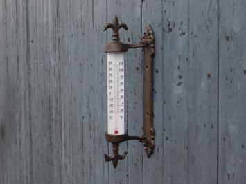 Thermometer met Franse lelie - gietijzer - weerbestendig