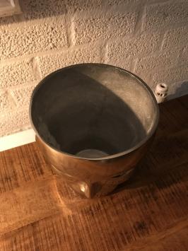 Aluminium-Vase, rund in Form eines Gesichts, Nickel