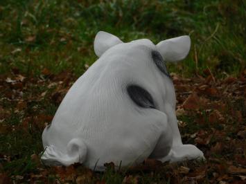 Beeld / tuinbeeld varken met zwarte vlekken, realistisch dierenbeeld