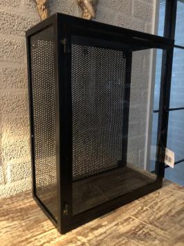 wandvitrine kast metaal zwart met acrylaat glas