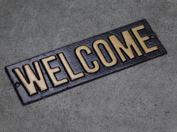 Welcome bordje - gietijzer - zwart goud - wandbord of muurbord