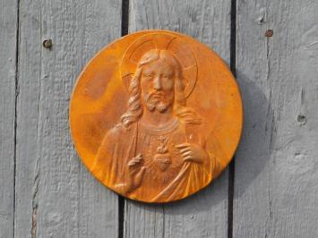 Gietijzeren wandornament - Jezus - rond - rustiek