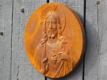 Gietijzeren wandornament - Jezus - rond - rustiek