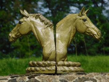 2 paardenbeelden als boekensteun, massief ijzer