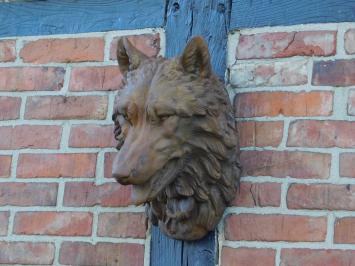 Wanddecoratie wolf, wolvenkop deco, dierenbeeld, beeld wolf