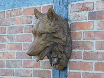 Wanddecoratie wolf, wolvenkop deco, dierenbeeld, beeld wolf