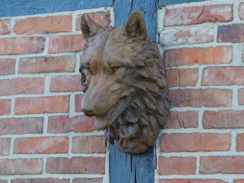 Wanddecoratie wolf, wolvenkop deco, dierenbeeld, beeld wolf