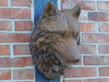 Wanddecoratie wolf, wolvenkop deco, dierenbeeld, beeld wolf