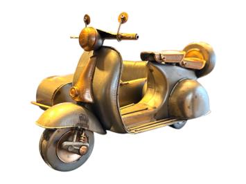 Vintage Zijspan - Scooter - Schaalmodel - Metaal - Decoratie